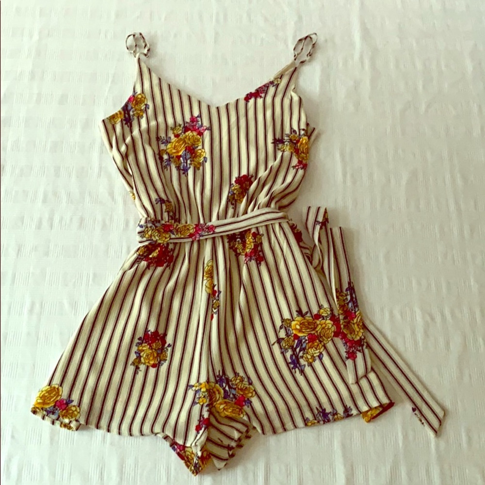 One Clothing black and white with floral romper.